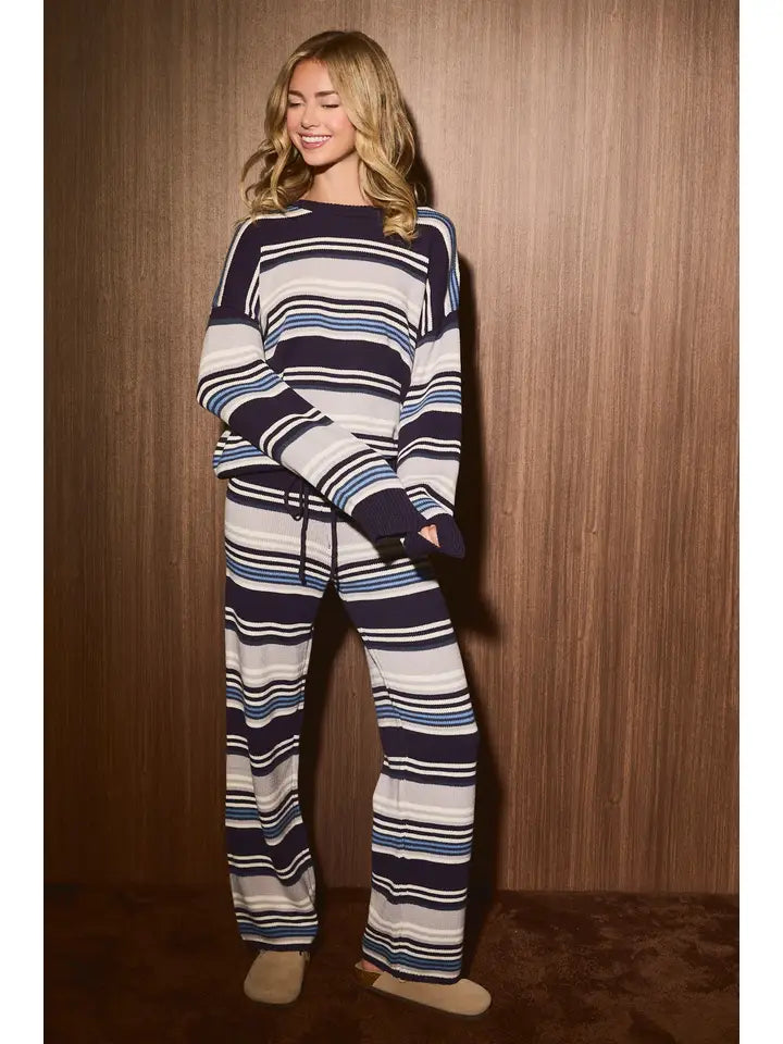 Stripe sweater set Navy