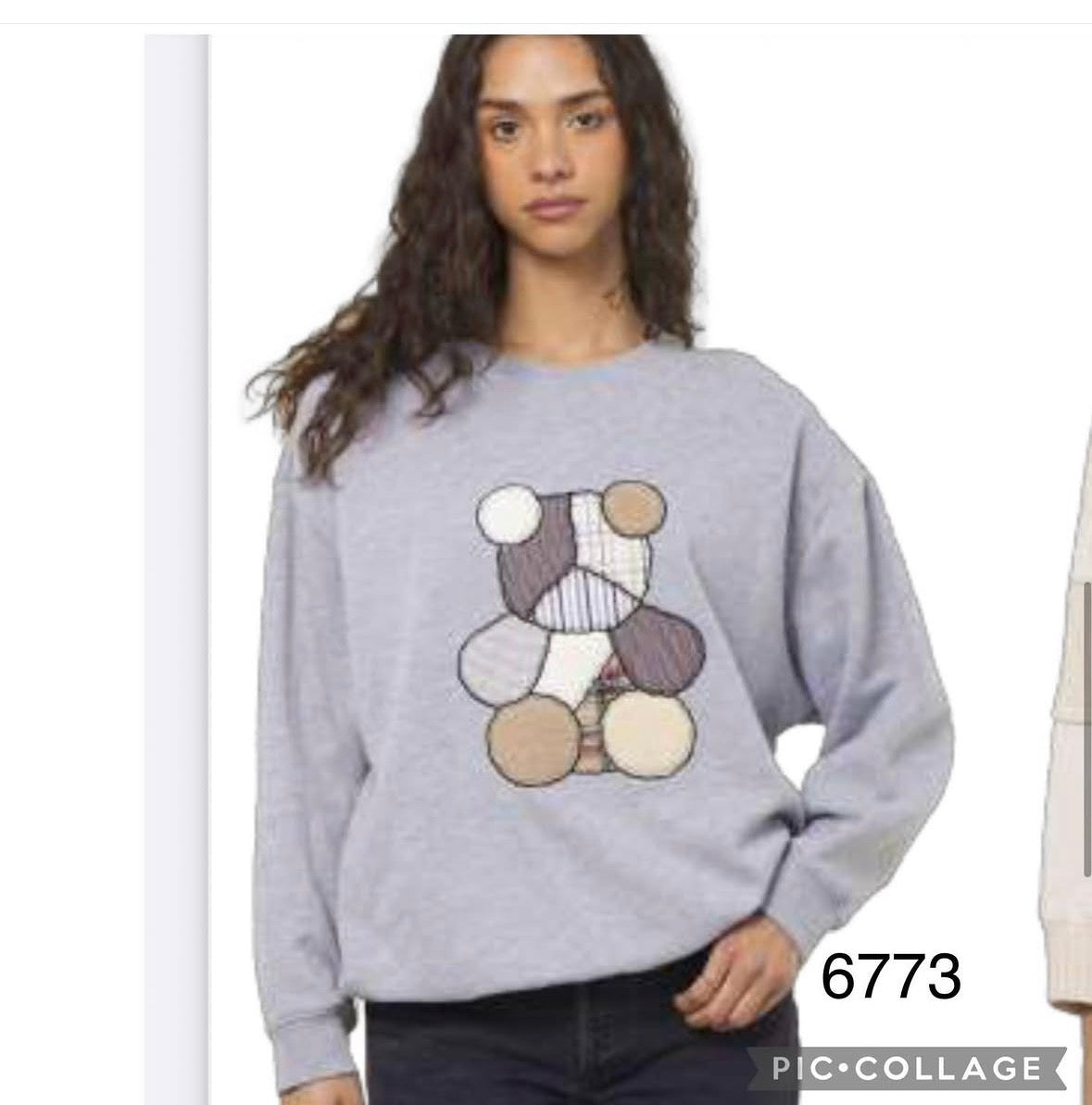 Teddy bear patchwork sweatshirt Grey