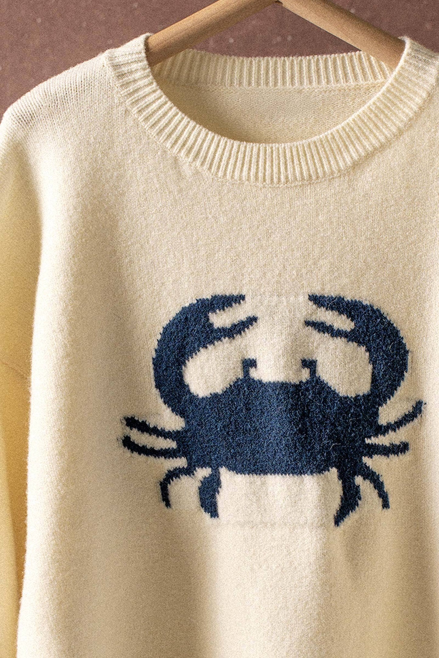 Crab Graphic Relaxed Knit Sweater ivory
