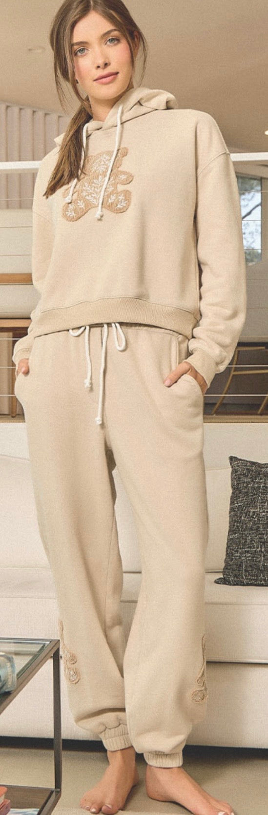 Fleece terry washed bear jogger