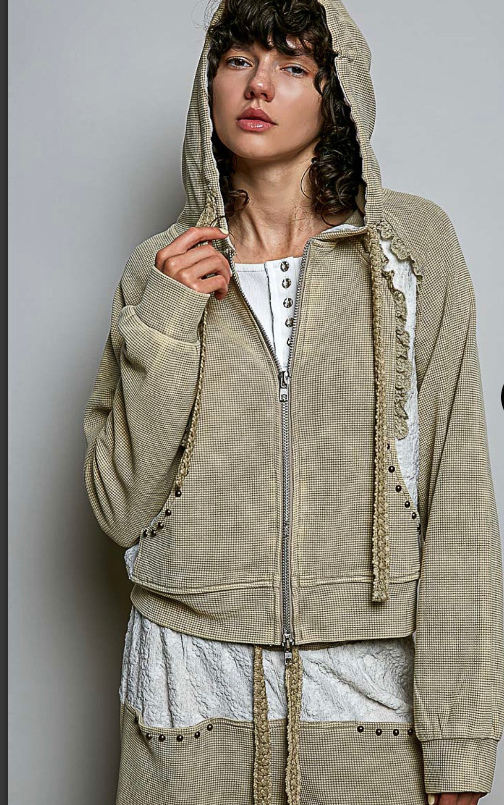 Washed Knit Zipup Hoodie