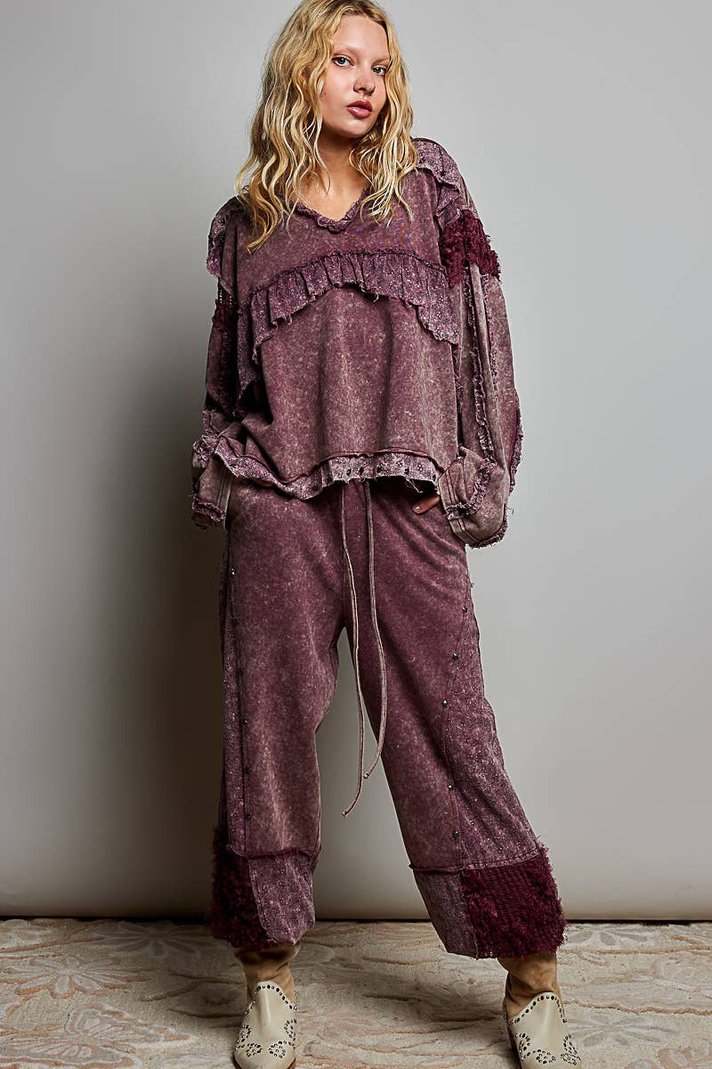 Vintage Washed Patchwork Stud Jogger