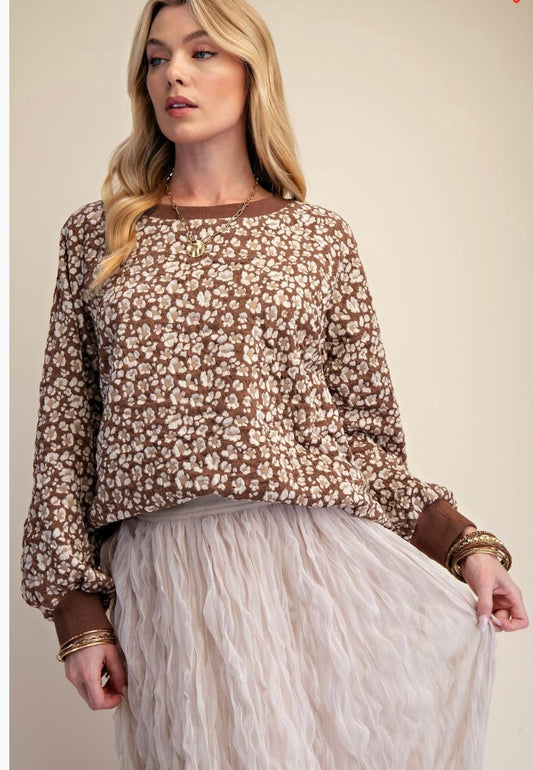 Flower pattern knit top