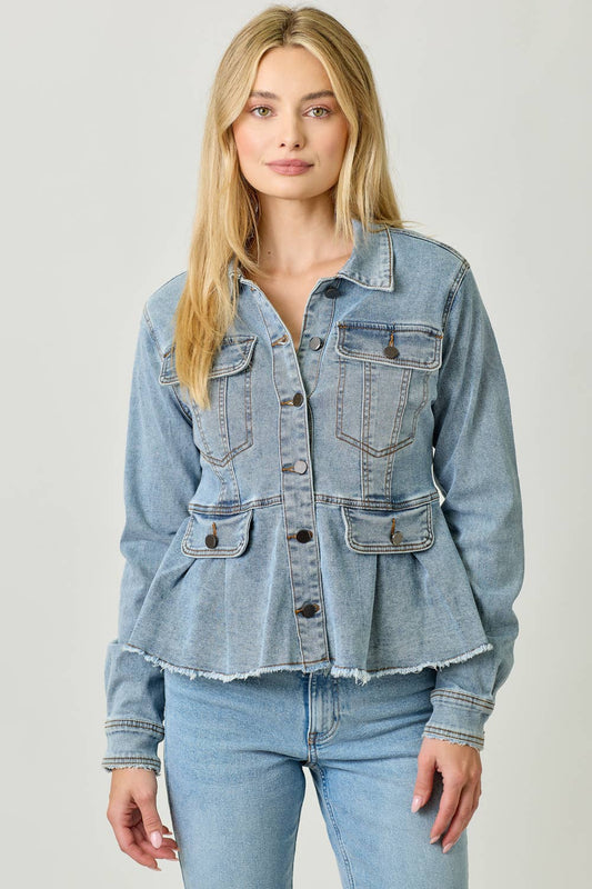 60711 Washed Denim Peplum Jacket (Copy)