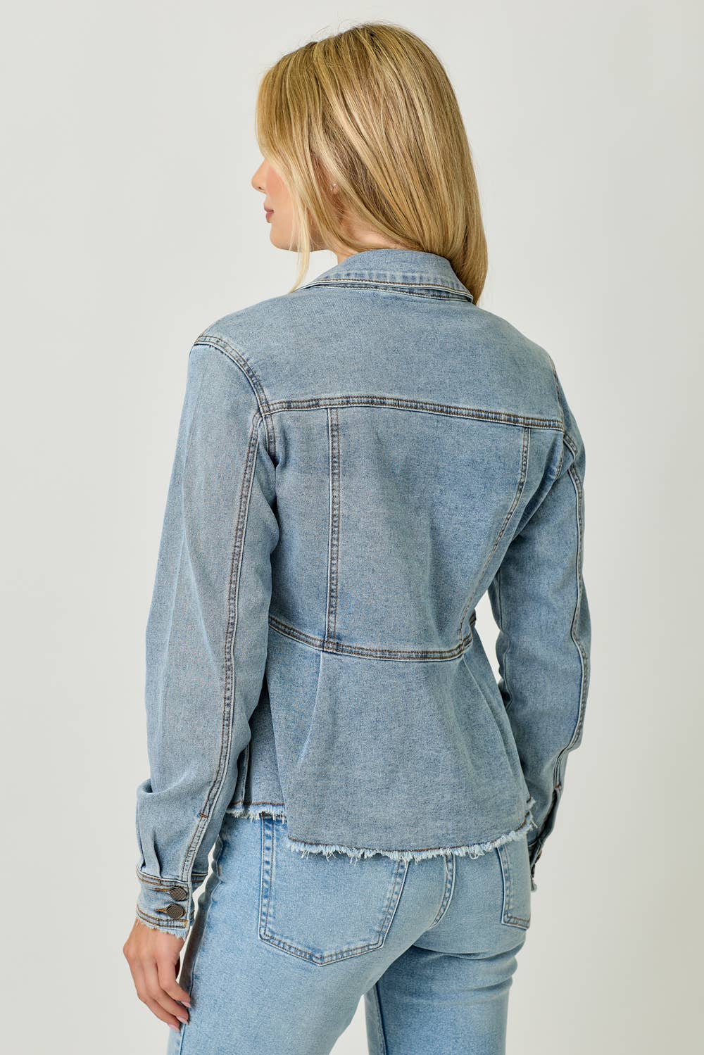 Washed Denim Peplum Jacket