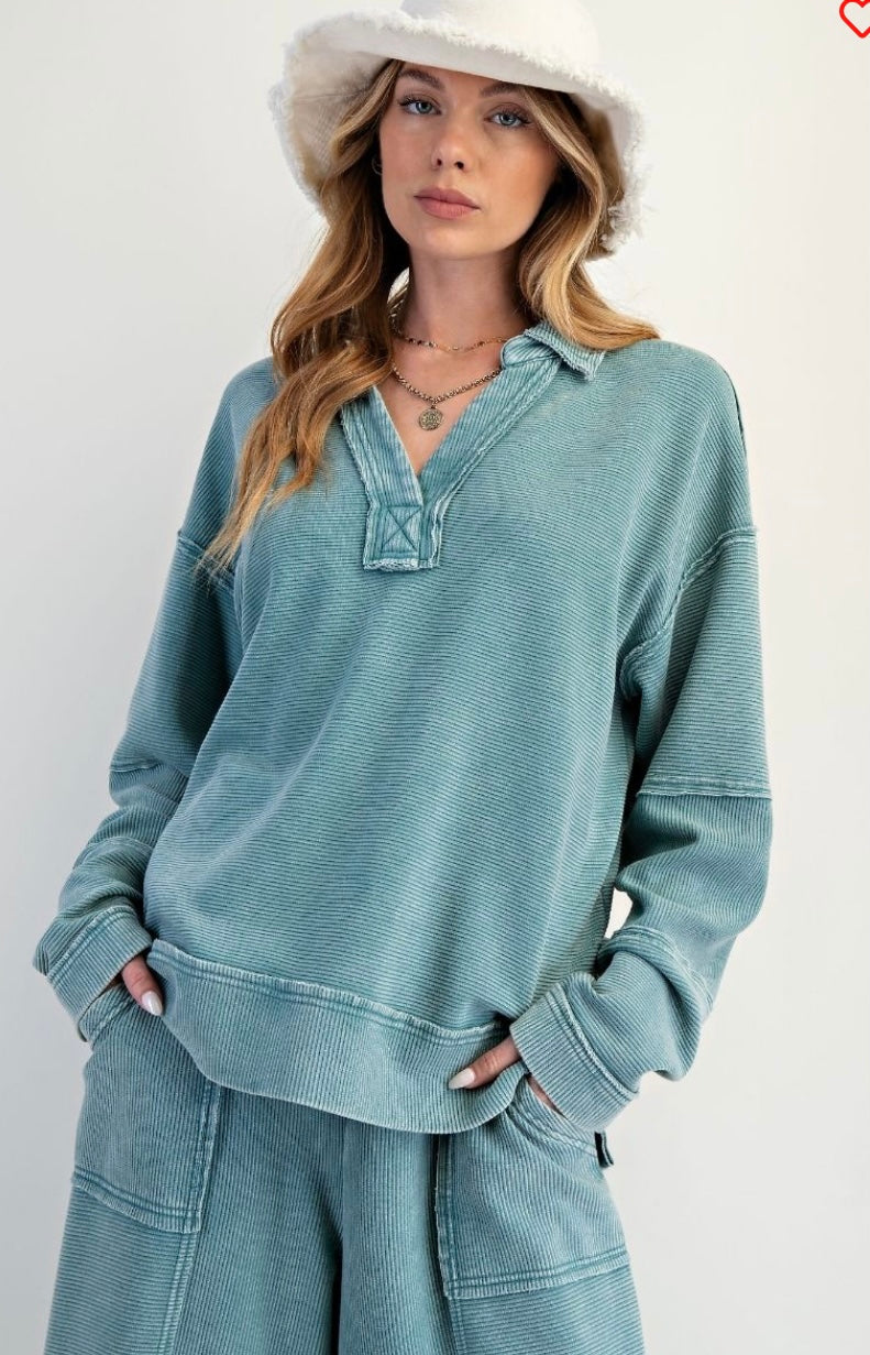 Textured Thermal Washed Pullover