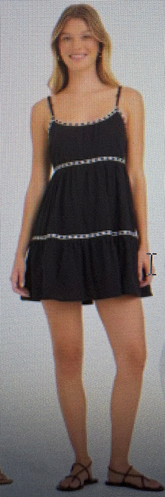 Textured contrast trim dress