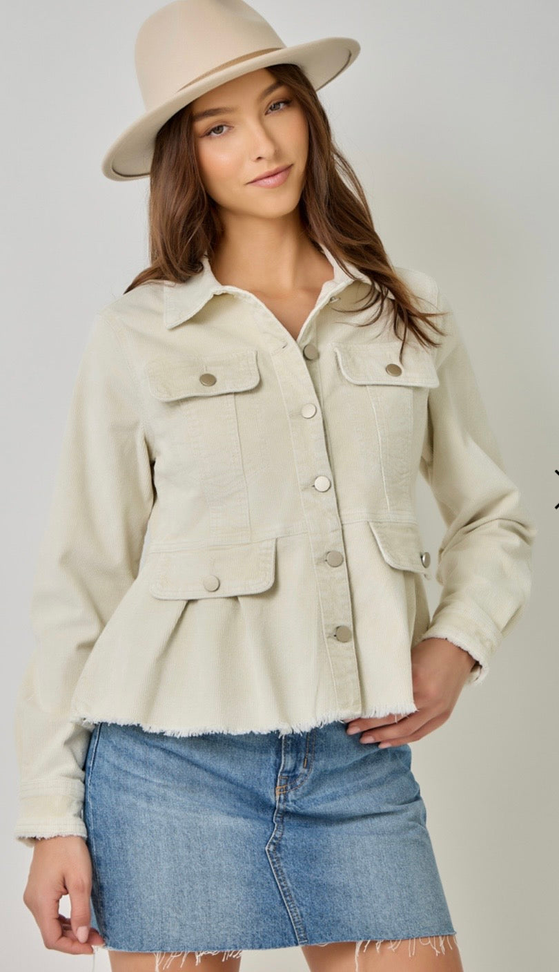 Washed denim peplum jacket