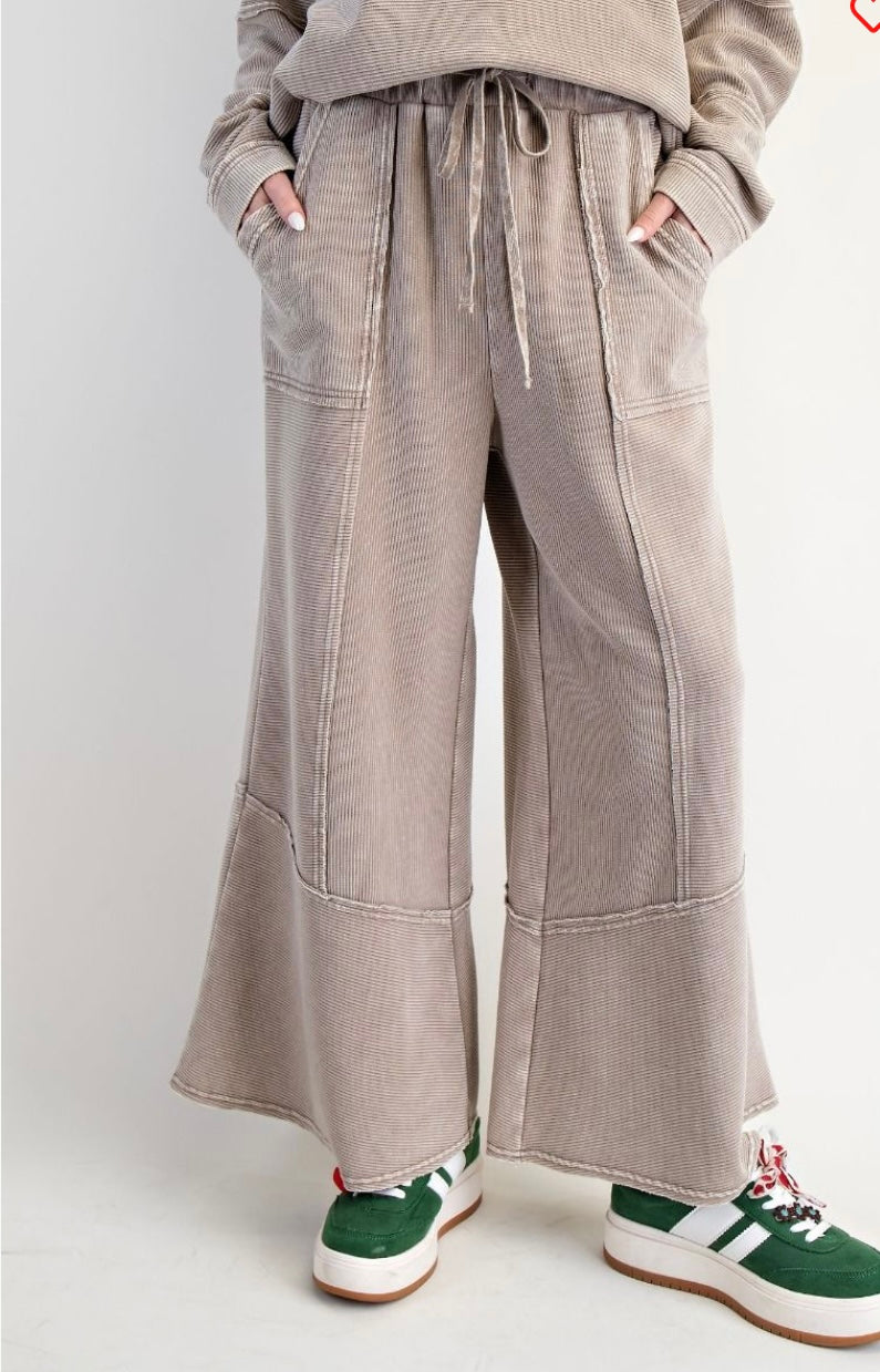 Textured Mineral Washed Bell Bottoms