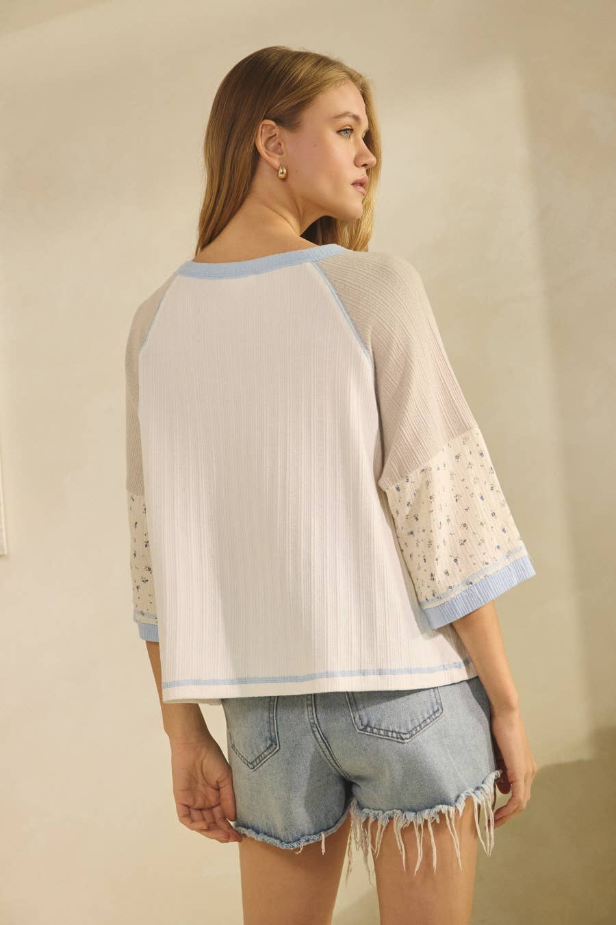 Plus Mixed-fabric Raglan Top