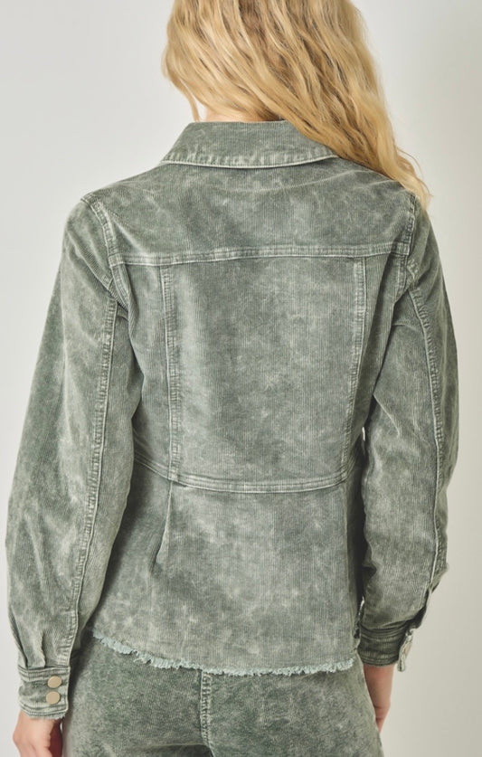 Washed denim peplum jacket