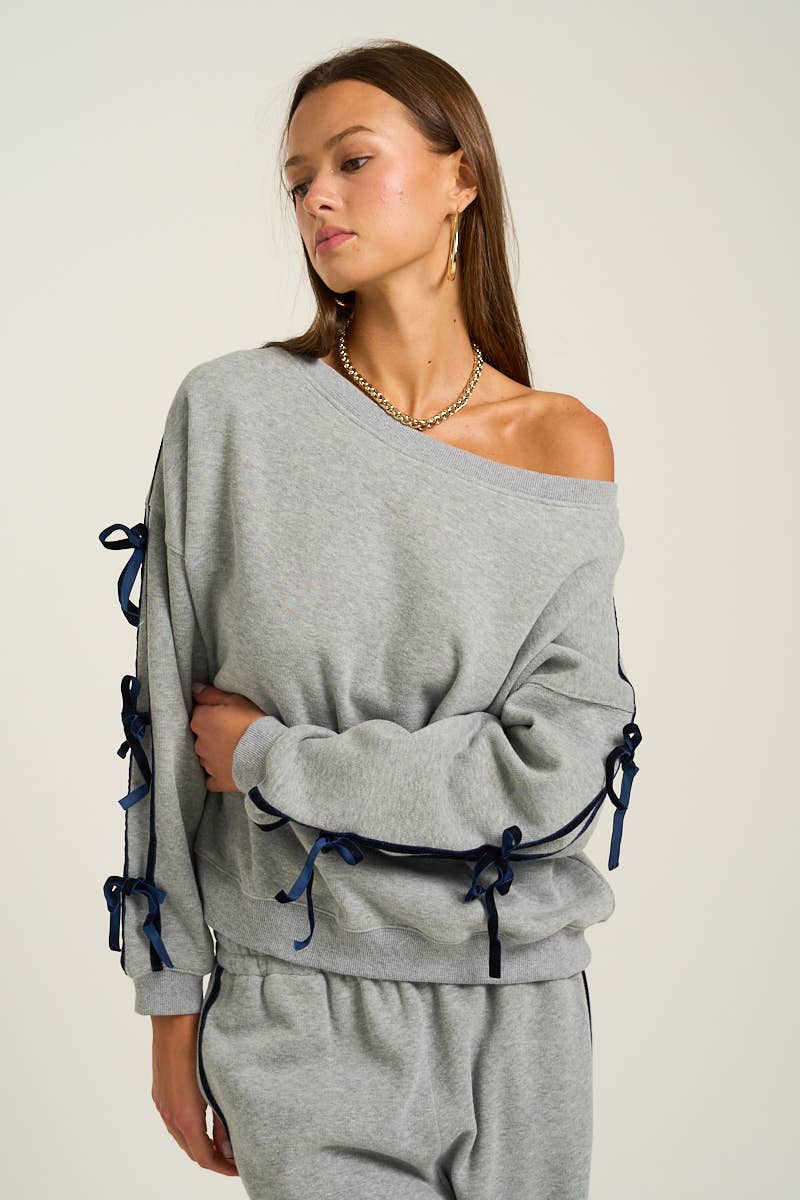 Bow Sleeve Off-Shoulder Sweatshirt