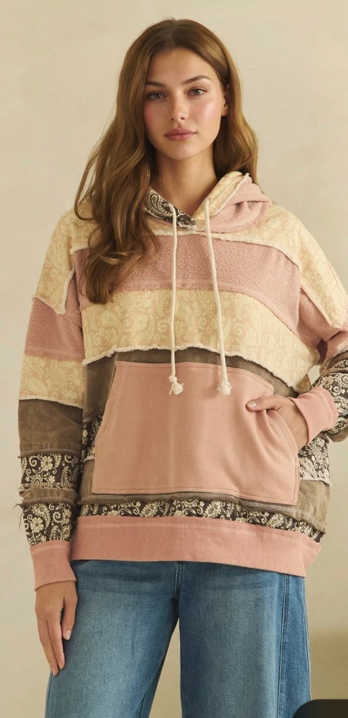Paisley Printed Hoodie Apricot