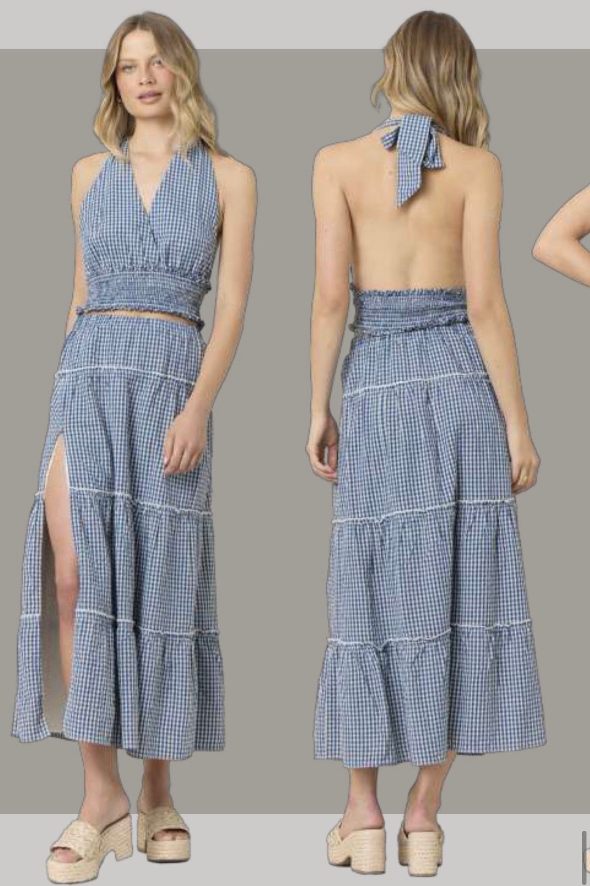 Blue gingham skirt