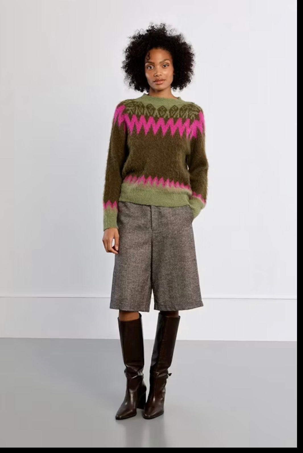 Argyle sweater hot pink/green