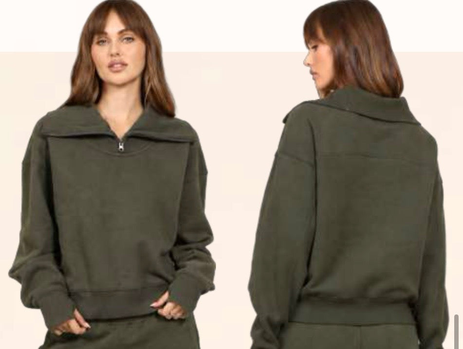 Soft Surf Quarter Zip Olive