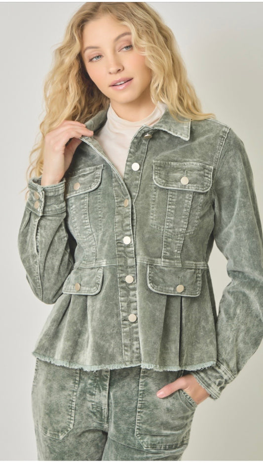 Washed denim peplum jacket