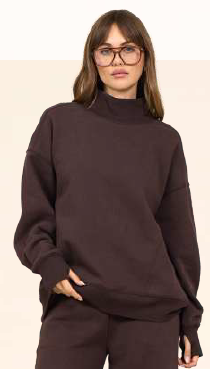 Soft Surf Mock Neck Brown