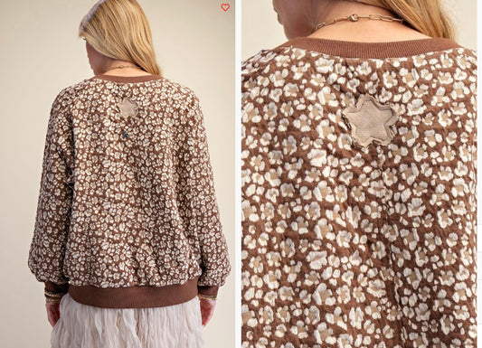 Flower pattern knit top