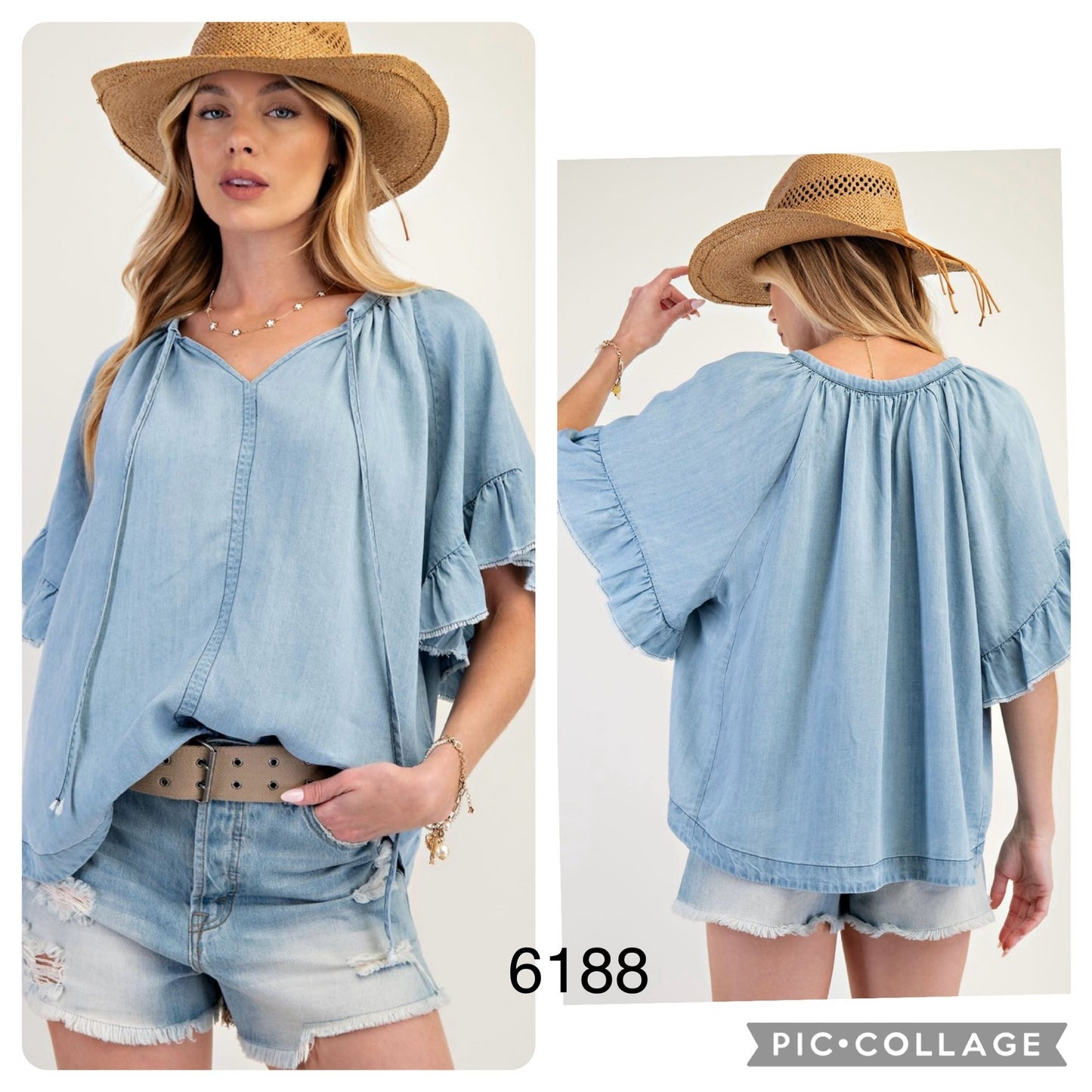 Plus chambray top