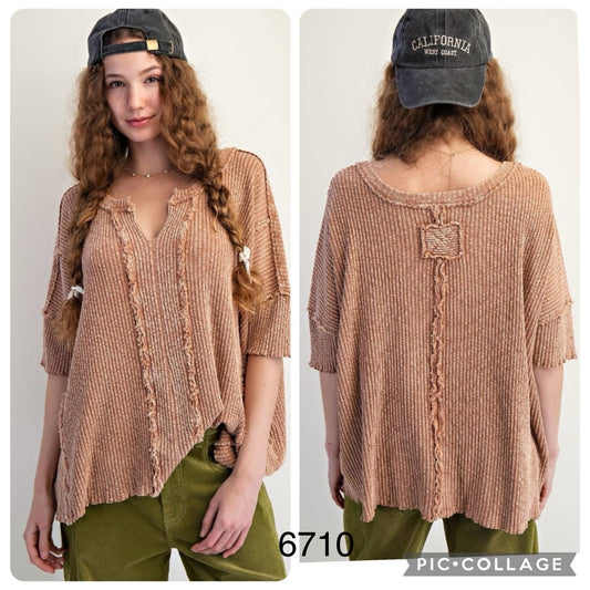 Reverse Stitch V-Neck Tunic