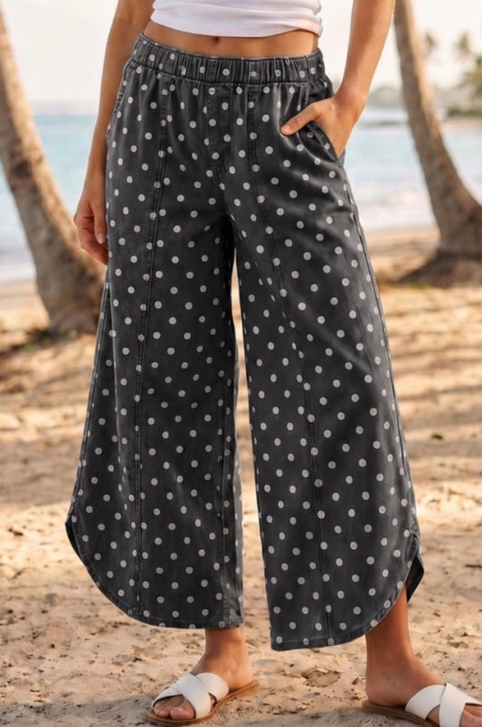 Tulip washed denim pants Dots