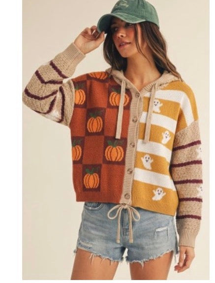 Pumpkins and ghost cardigan hoodie