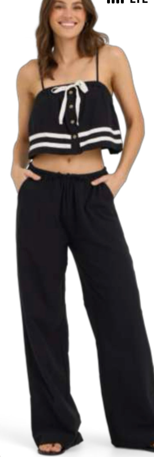 Black textured cotton pant