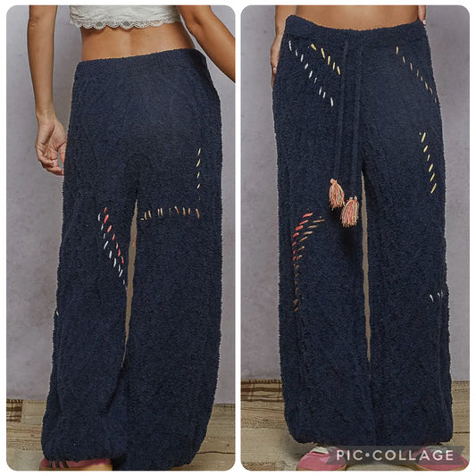 Cable Knit Balloon Hem Sweater Pants