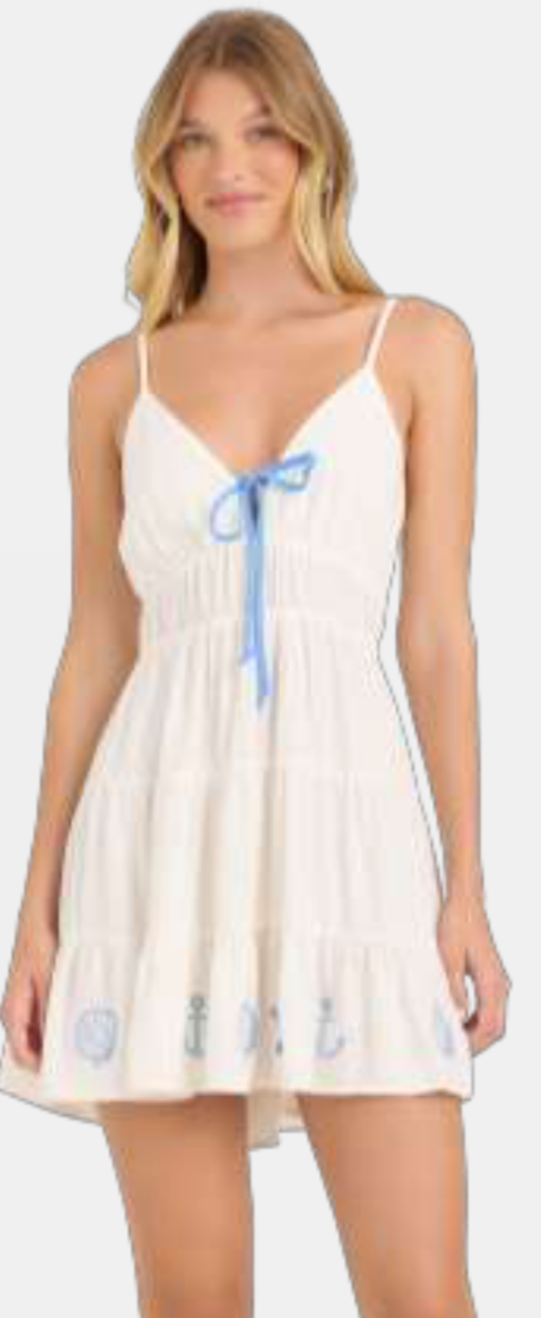 vh Nautical mini dress blue embroidered