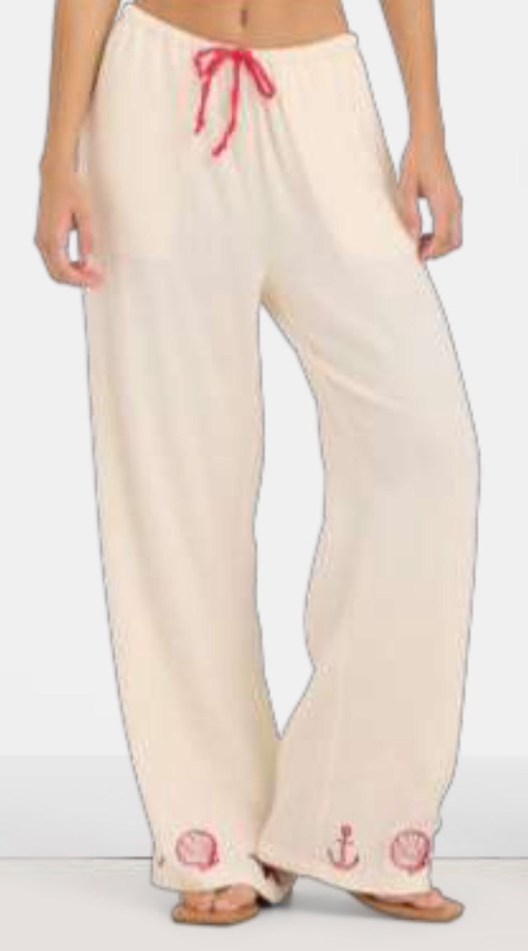 vh red summer shell linen pants