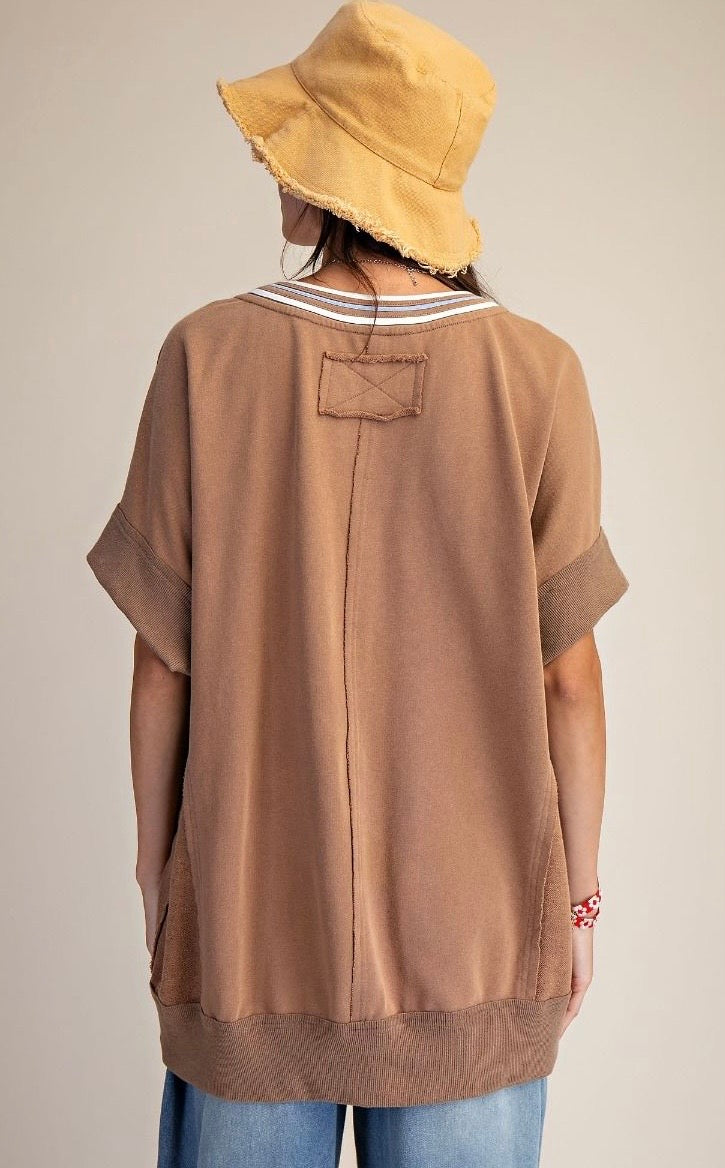 WASHED TERRY OVERSIZE PULLOVER