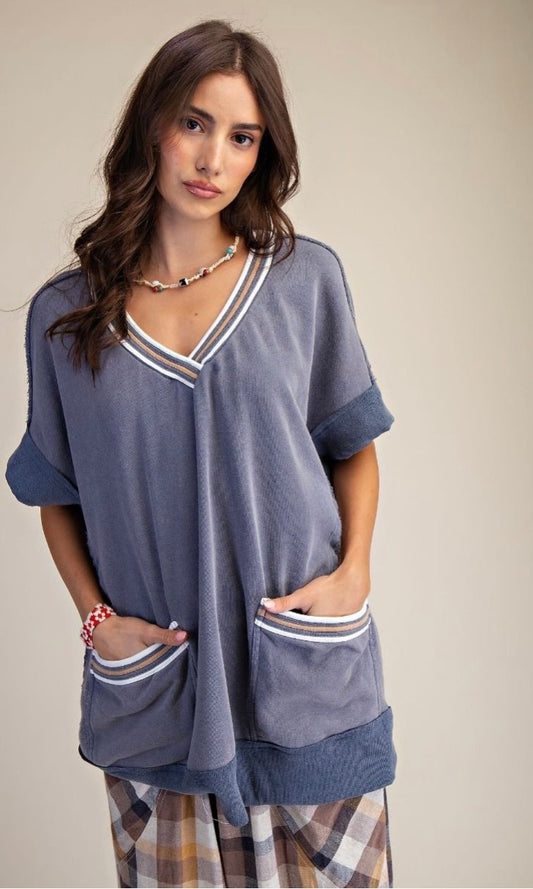 WASHED TERRY OVERSIZE PULLOVER