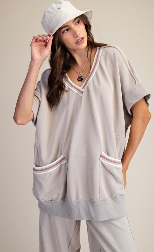 WASHED TERRY OVERSIZE PULLOVER