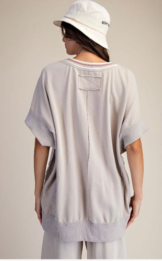 WASHED TERRY OVERSIZE PULLOVER