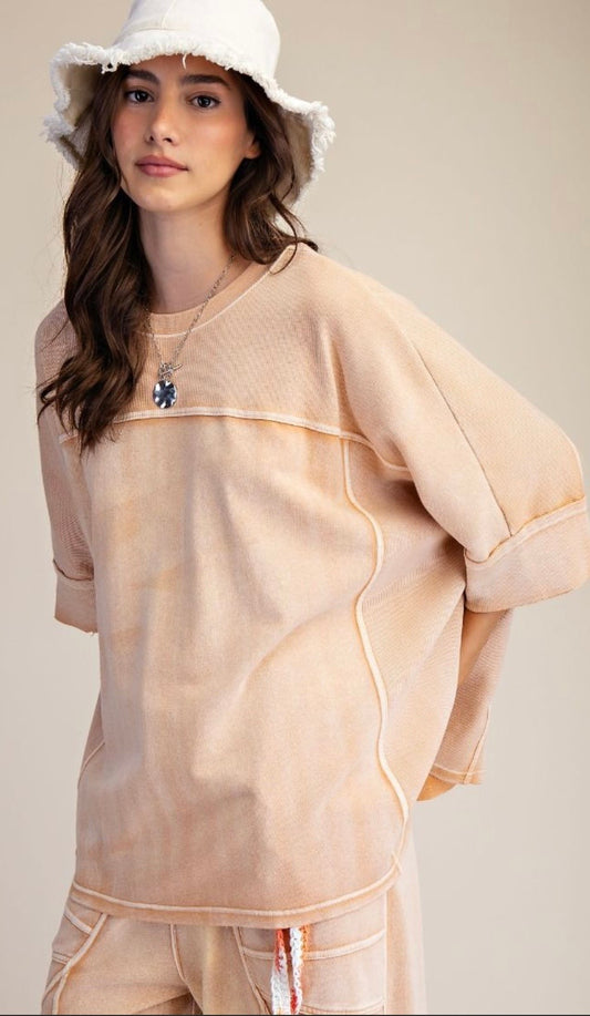 MONKEY WASHED TERRY KNIT TOP