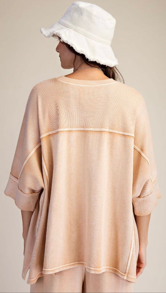 MONKEY WASHED TERRY KNIT TOP