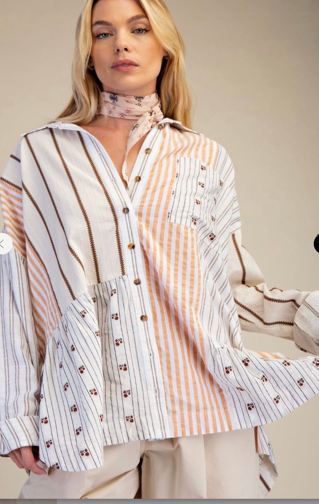 MIXED STRIPE BUTTON DOWN SHIRT