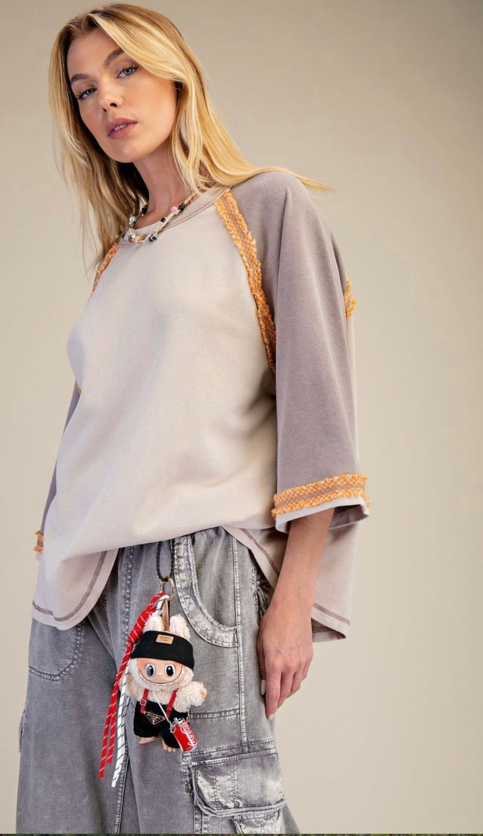 COLOR BLOCK WASHED COTTON TOP