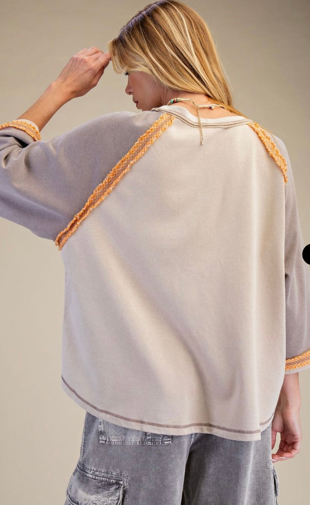 COLOR BLOCK WASHED COTTON TOP