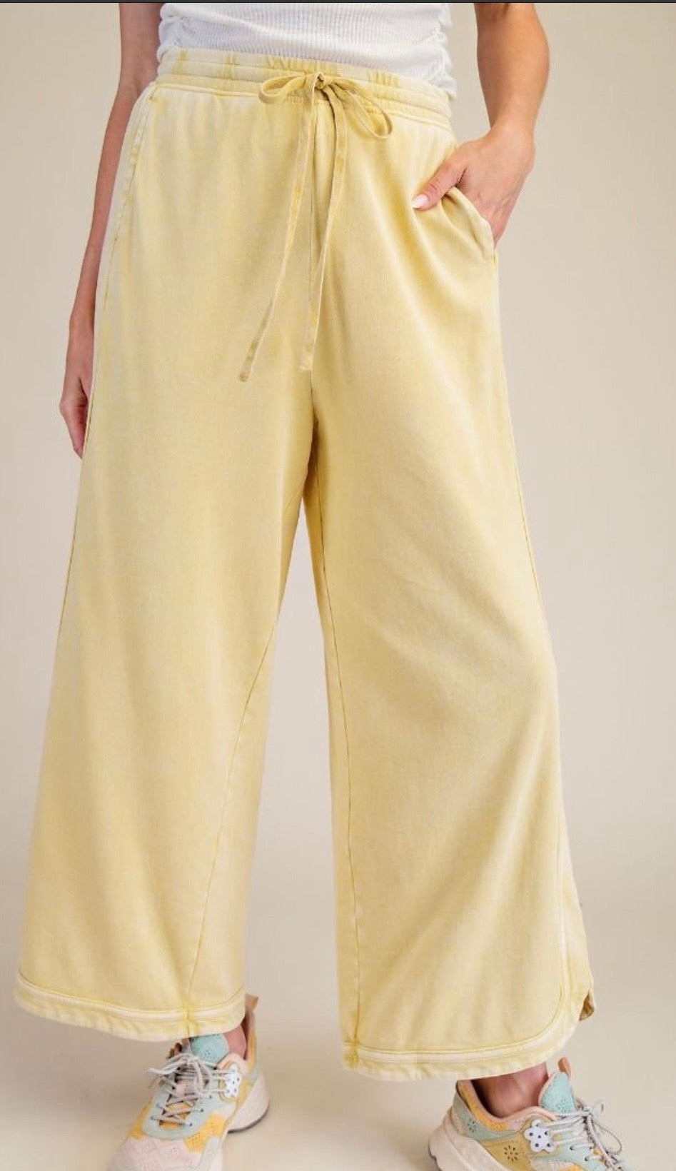 MINERAL WASHED TERRY KNIT PANTS