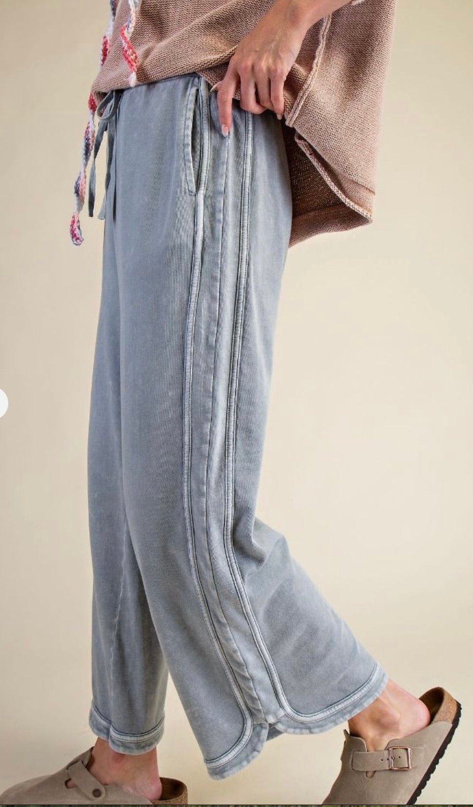 MINERAL WASHED TERRY KNIT PANTS