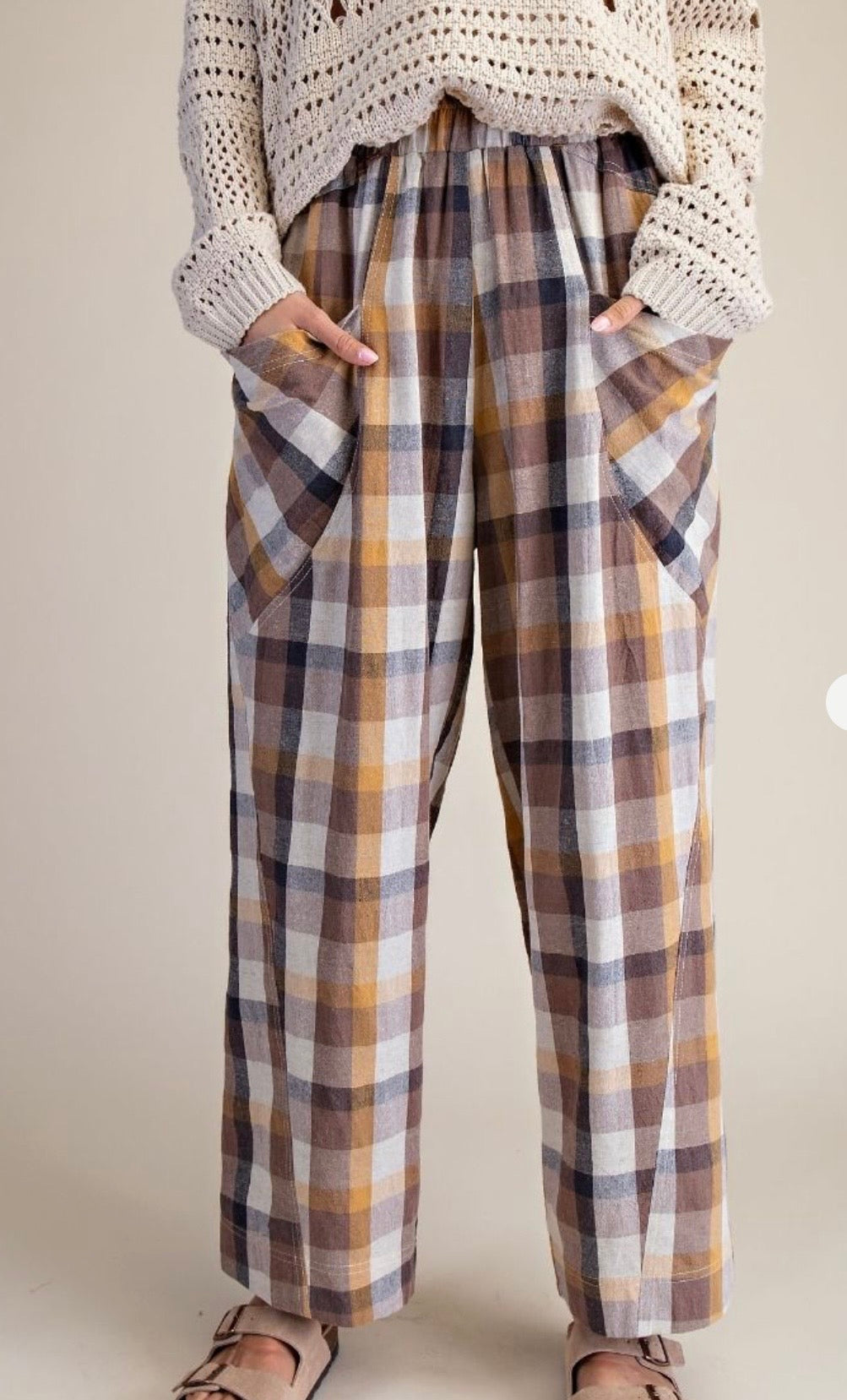 PLAID LINEN PANTS