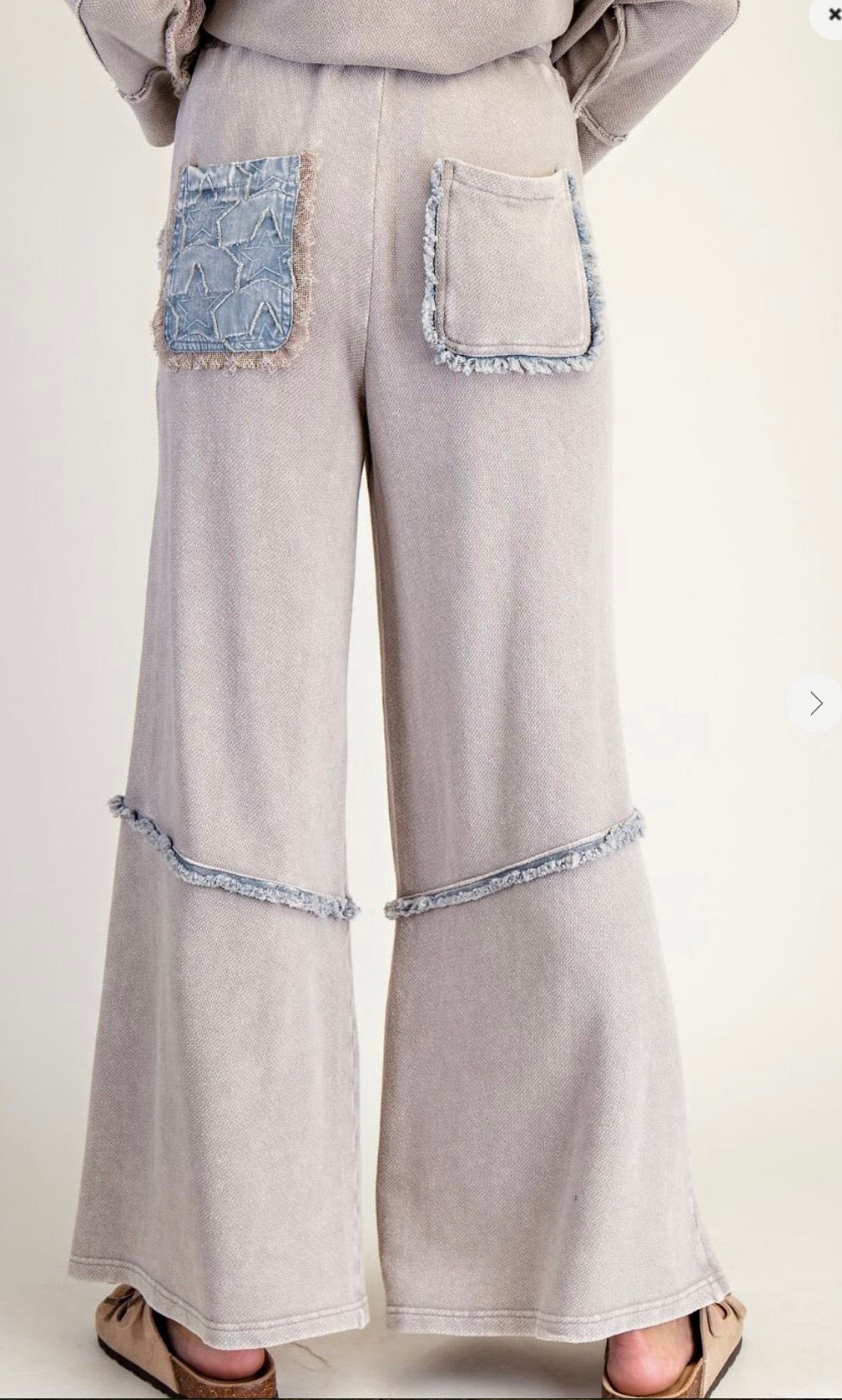 STAR PATCH MIX WASHED TERRY PANTS