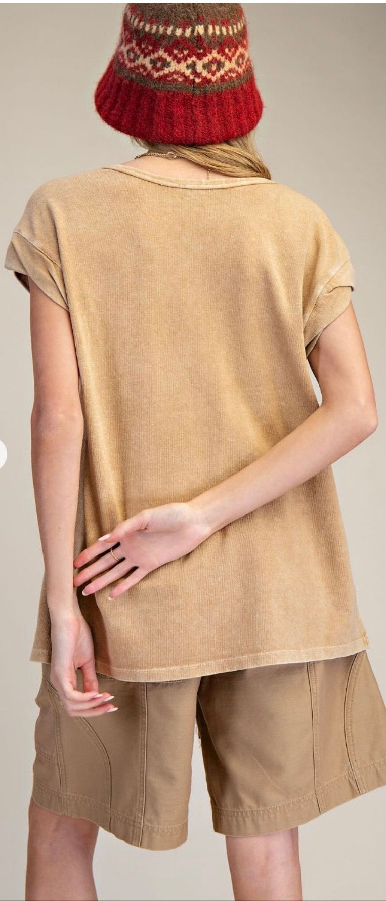 WASHED COTTON KNIT TOP
