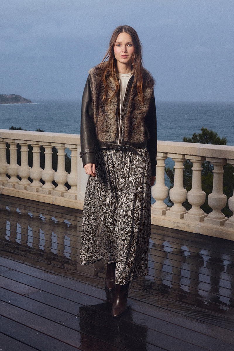 Fur Jacket Pleather Sleeve