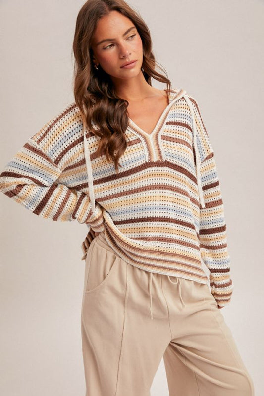 Drawstring vneck hoodie Sweater