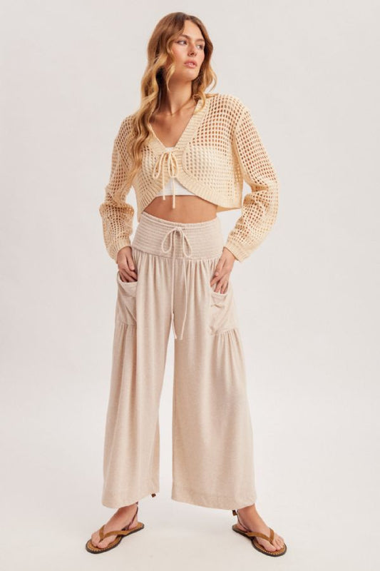 Smocked Dropped Pouch Pocket pants