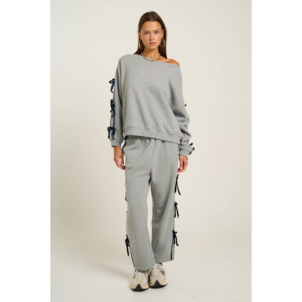 Bow Sleeve Off-Shoulder Sweatshirt