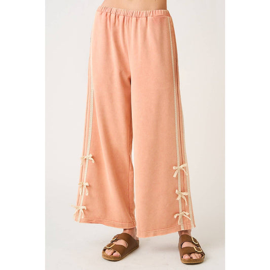 LACE BOW SIDE STRIPE PANTS